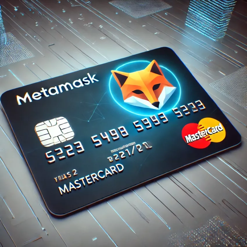 MetaMask Mastercard debit card on a futuristic, digital background.